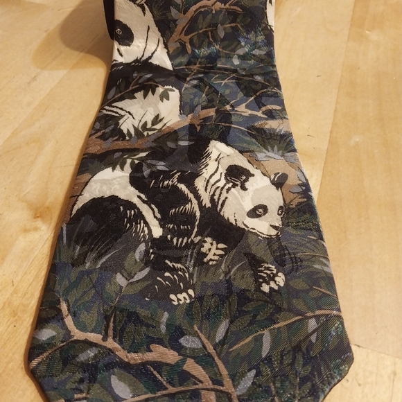 NECKTIE: Zazzle PANDA, "Animal Tracks" Color palette: BlueBOLD, Eye Catching! - Picture 2 of 4